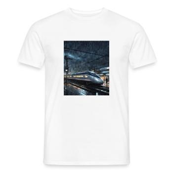 Nacht Tokio Zug - Männer T-Shirt - Weiß - Vorne - AI Model Male 178 dark (178cm)