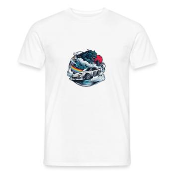 Voiture de style japonais derrière le monstre et l’arc-en-ciel, JDM - T-shirt homme - blanc - Devant - AI Model Male 178 dark (178cm)