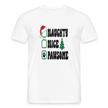 Naughty Nice Pawsome - Men's T-Shirt - white - Front - AI Model Male 178 dark (178cm)