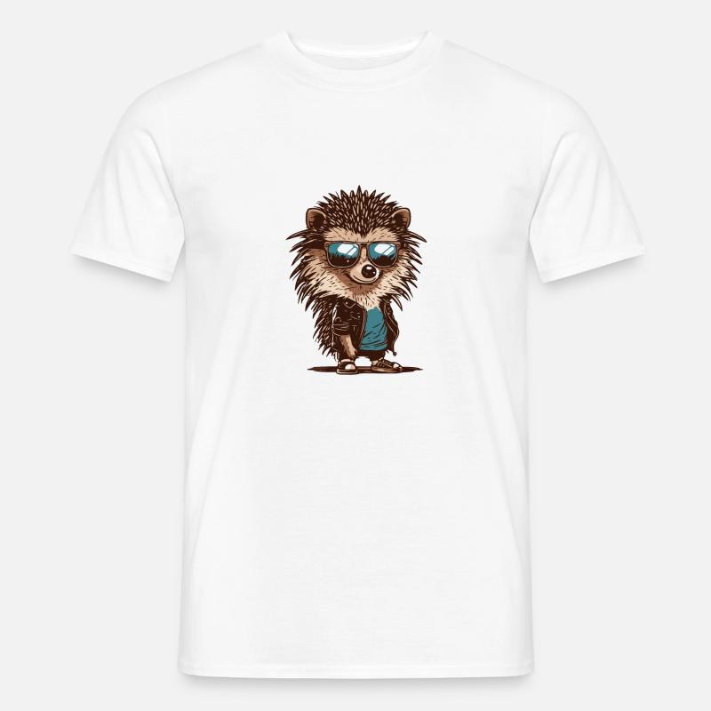 Cooler Igel mit Sonnenbrille - Männer T-Shirt - Weiß