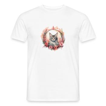 Manx Cat Boho Style, Love Cats - Men's T-Shirt - white - Front - AI Model Male 178 dark (178cm)