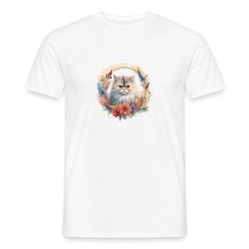 Persian Cat Boho Style, Love cats - Men's T-Shirt - white - Front - AI Model Male 178 dark (178cm)