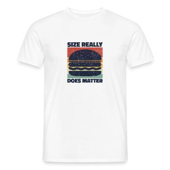 « La taille compte vraiment - cadeau d’humour Burger - T-shirt homme - blanc - Devant - AI Model Male 178 dark (178cm)