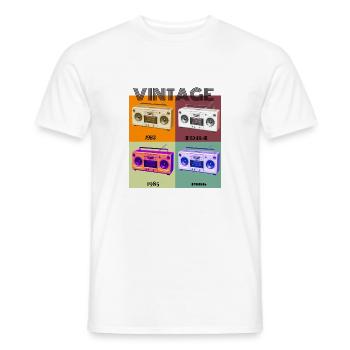Radio-Kassettenspieler, Retro - Männer T-Shirt - Weiß - Vorne - AI Model Male 178 dark (178cm)
