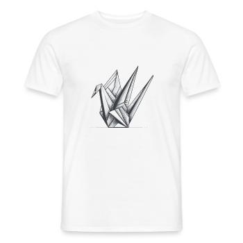 Origami style illustration of a crane - Men's T-Shirt - white - Front - AI Model Male 178 dark (178cm)