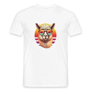Alpaka mit Sonnenbrille - Männer T-Shirt - Weiß - Vorne - AI Model Male 178 dark (178cm)