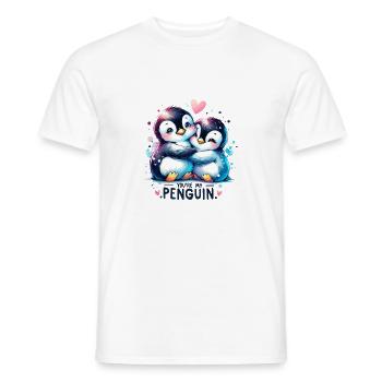 You are my Pinguin Zwei Süße kuschelnde Pinguine - Männer T-Shirt - Weiß - Vorne - AI Model Male 178 dark (178cm)