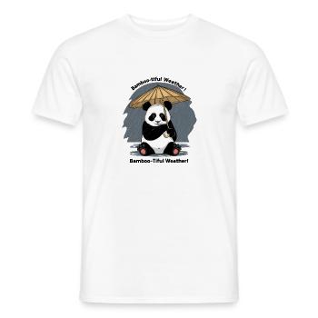 Panda with Bamboo Umbrella Bamboo-tiful Weather! - Men's T-Shirt - white - Front - AI Model Male 178 dark (178cm)