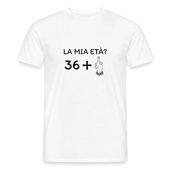 My age 37 - Men's T-Shirt - white - Front - AI Model Male 178 dark (178cm)