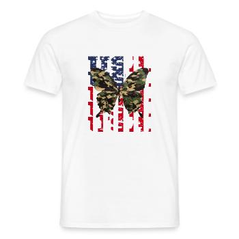 USA Amerika Camouflage Schmetterling - Männer T-Shirt - Weiß - Vorne - AI Model Male 178 dark (178cm)
