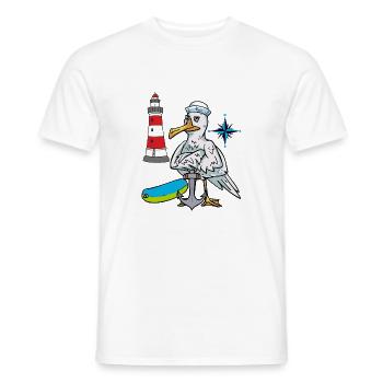 Seagull Seagulls Lighthouse Compass Seafarer Ahoy - Men's T-Shirt - white - Front - AI Model Male 178 dark (178cm)