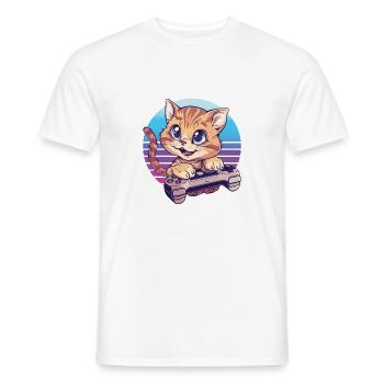 Cat gaming retro background - Men's T-Shirt - white - Front - AI Model Male 178 dark (178cm)