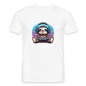 Faultier gaming Retro - Männer T-Shirt - Weiß - Vorne - AI Model Male 178 dark (178cm)