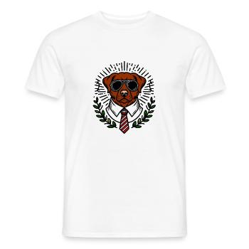 Cool Dog avec lunettes de soleil et cravate - Hund - T-shirt homme - blanc - Devant - AI Model Male 178 dark (178cm)