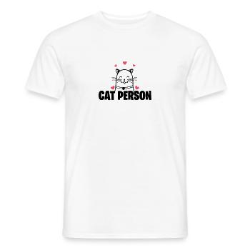 Katze Person T-Shirt - Feline Haustier Liebe Süßes Kätzchen - Männer T-Shirt - Weiß - Vorne - AI Model Male 178 dark (178cm)