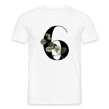 Number 6 Floral Green -6th Birthday Floral - Men's T-Shirt - white - Front - AI Model Male 178 dark (178cm)