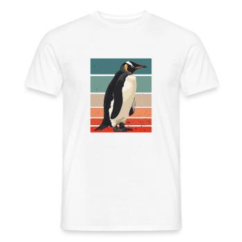 Pingouin rétro - T-shirt homme - blanc - Devant - AI Model Male 178 dark (178cm)