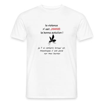cadeau stop violence moustique sur mes burnes paix - T-shirt homme - blanc - Devant - AI Model Male 178 dark (178cm)