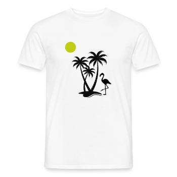 Flamingo Palm Trees - Men's T-Shirt - white - Front - AI Model Male 178 dark (178cm)