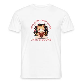 Just A Girl Who Loves Cats And Books, Cute Cats - Men's T-Shirt - white - Front - AI Model Male 178 dark (178cm)