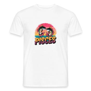 Pisces Horoscope Astrology 80s Vintage Sign. - Men's T-Shirt - white - Front - AI Model Male 178 dark (178cm)