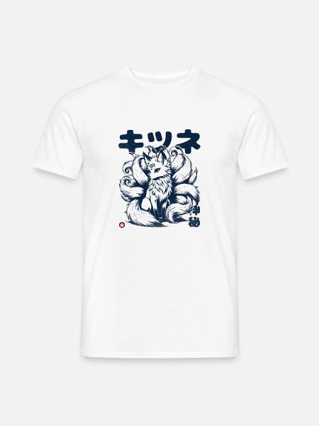 Neunschwänziger Fuchs japanische Mythologie - Männer T-Shirt - Weiß