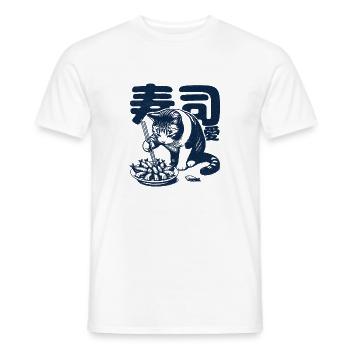 Chat aimant les sushis - T-shirt homme - blanc - Devant - AI Model Male 178 dark (178cm)