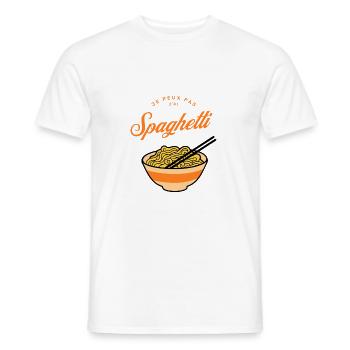 je peux pas j ai Spaghetti (Pasta) Spaghetti noodl - T-shirt homme - blanc - Devant - AI Model Male 178 dark (178cm)