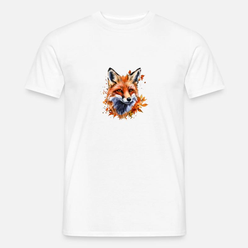 Herbst-Aquarell-Fuchs - Männer T-Shirt - Weiß