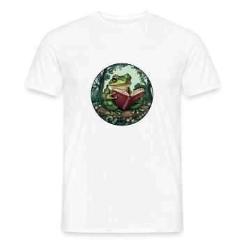 Grenouille cottagecore avec livre - T-shirt homme - blanc - Devant - AI Model Male 178 dark (178cm)