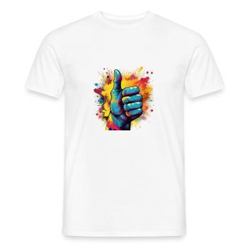 Thumbs Up Explosion – Bold Pop Art Design - Men's T-Shirt - white - Front - AI Model Male 178 dark (178cm)