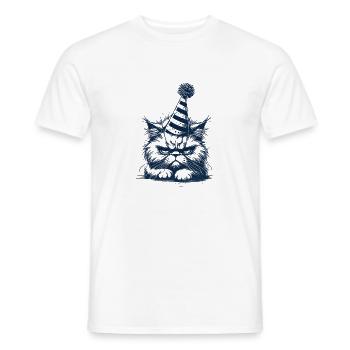 Chat de fête de mauvaise humeur - T-shirt homme - blanc - Devant - AI Model Male 178 dark (178cm)