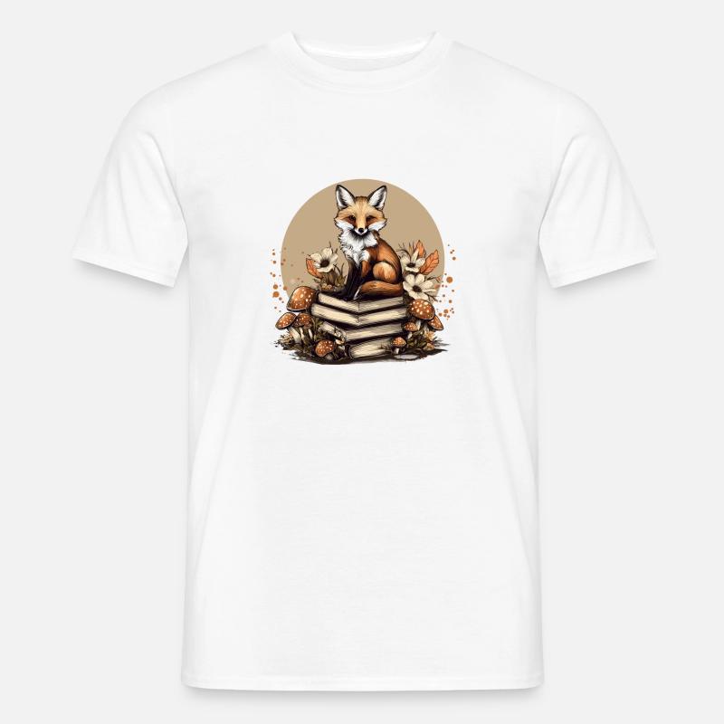 Cottagecore Fox med bøger - Mænd T-shirt - hvid