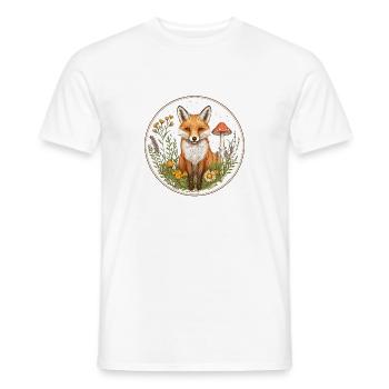 Cottagecore Fuchs mit Blumen - Männer T-Shirt - Weiß - Vorne - AI Model Male 178 dark (178cm)