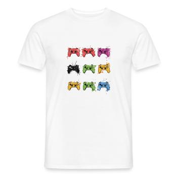 Bunte Controller für Gamer - Männer T-Shirt - Weiß - Vorne - AI Model Male 178 dark (178cm)