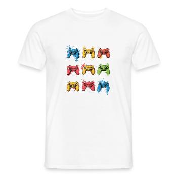 Bunte Controller für Gamer - Männer T-Shirt - Weiß - Vorne - AI Model Male 178 dark (178cm)
