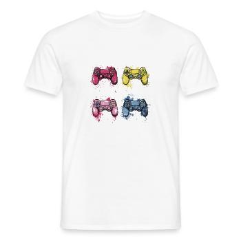 Bunte Controller für Gamer - Männer T-Shirt - Weiß - Vorne - AI Model Male 178 dark (178cm)