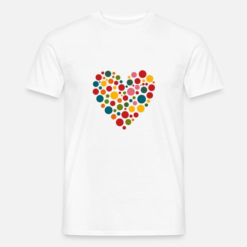 Buntes Herz Punkte Aufnäher Kinder fleckig - Männer T-Shirt - Weiß