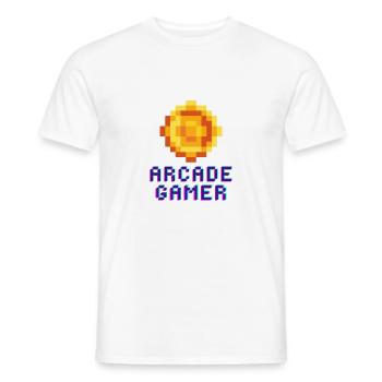Arcade Gamer - Retro Pixel Coin Design - Men's T-Shirt - white - Front - AI Model Male 178 dark (178cm)