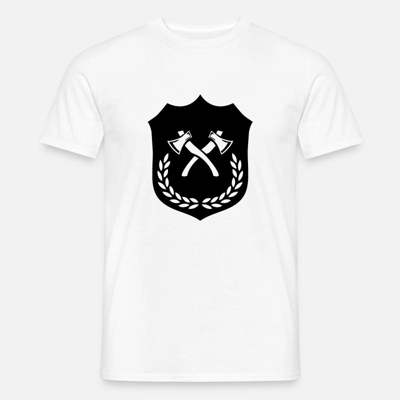 Wappen Axt Äxte - Männer T-Shirt - Weiß