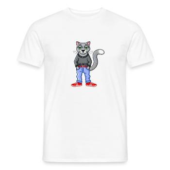 Drôle Gris Réfrigéré Chat Amour Chats - T-shirt homme - blanc - Devant - AI Model Male 178 dark (178cm)
