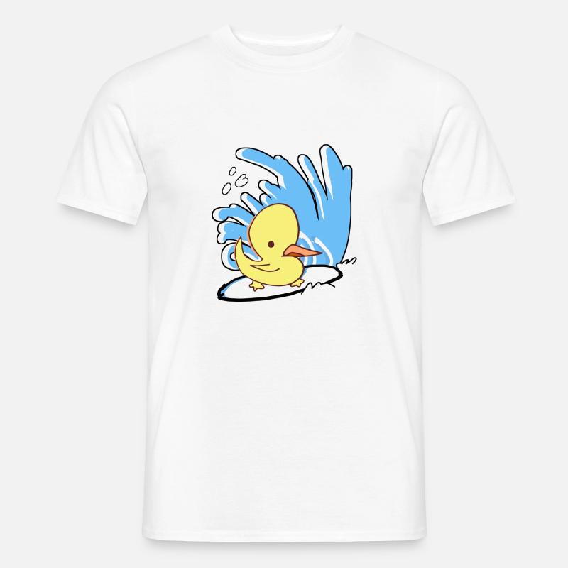 Surfin'Duck - Männer T-Shirt - Weiß