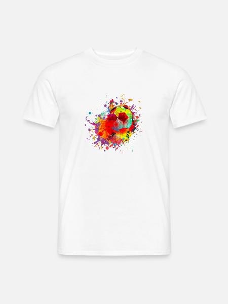 Kleurrijke retro voetbalvoetbaltrui - Heren T-shirt - wit