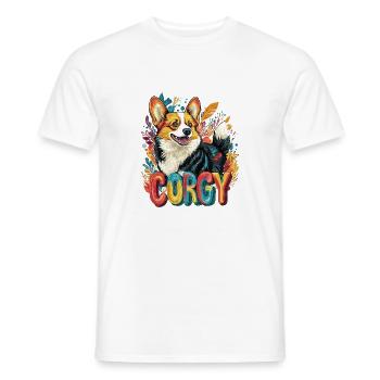 Corgy Dog Art Colored Style Queen - Men's T-Shirt - white - Front - AI Model Male 178 dark (178cm)