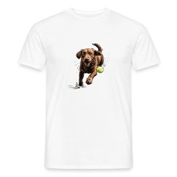 Brown Labrador chasing a ball - Men's T-Shirt - white - Front - AI Model Male 178 dark (178cm)