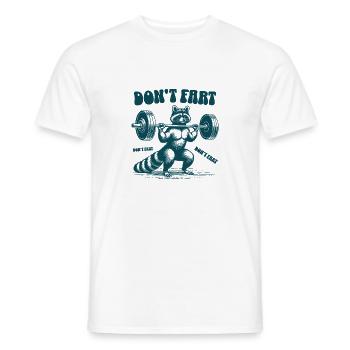 Don't Fart Funny Squad Raccoon Gym Workout Humor - Men's T-Shirt - white - Front - AI Model Male 178 dark (178cm)