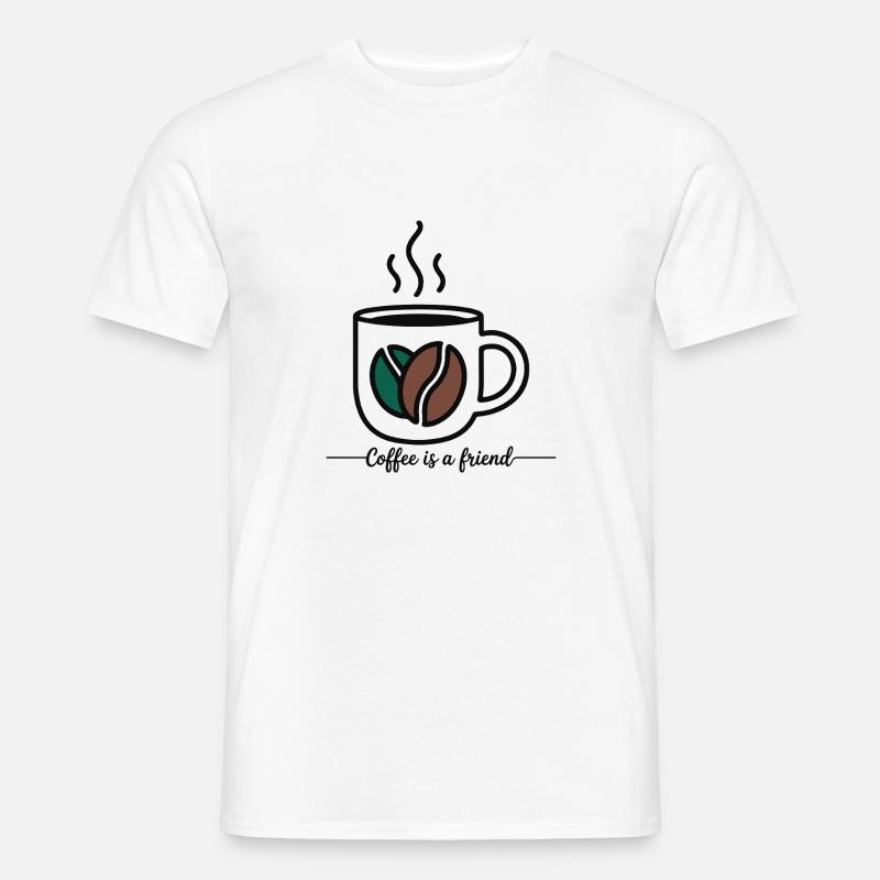 KAFFEE IST EIN FREUND - Männer T-Shirt - Weiß
