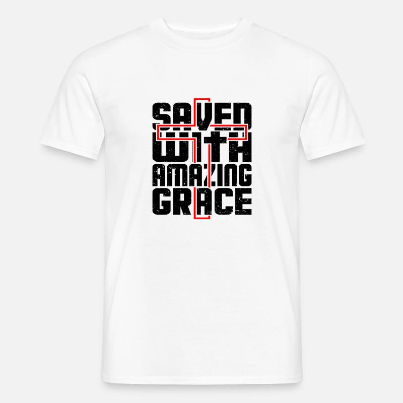 Saved with amazing grace - Männer T-Shirt - Weiß