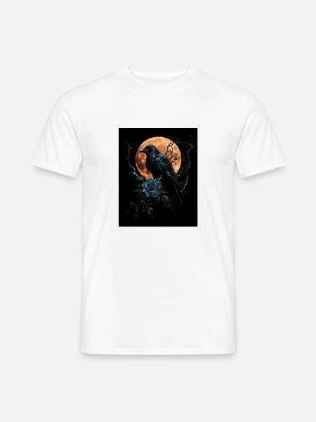 Rabe Rose Mond Düster Gothic Schwarze Krähe - Männer T-Shirt - Weiß