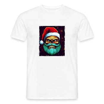 Santa Claus Skull - Men's T-Shirt - white - Front - AI Model Male 178 dark (178cm)